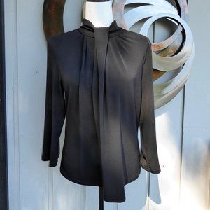 Sophisticated Silky Feel Black  Pullover Blouse, Size Lg